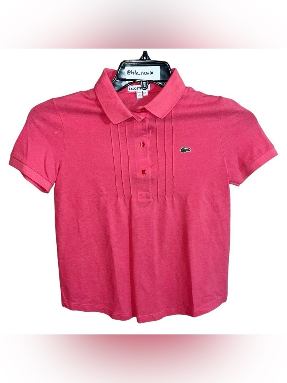 Lacoste Polo Shirt Women’s Size 34 Pink Short Sleeve Small Casual